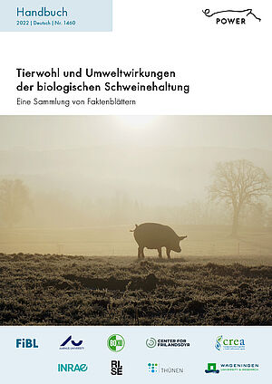 Titelseite des Handbuchs mit Bild eines Schweines auf dem Feld und Logos