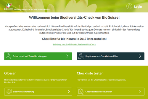 Startseite des Online-Biodiversitäts-Checks