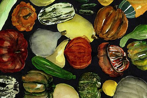 Gemälde mit einzelnen Gemüsen