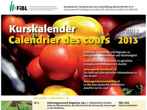 Titelseite des FiBL-Kurskalenders 2012/2013