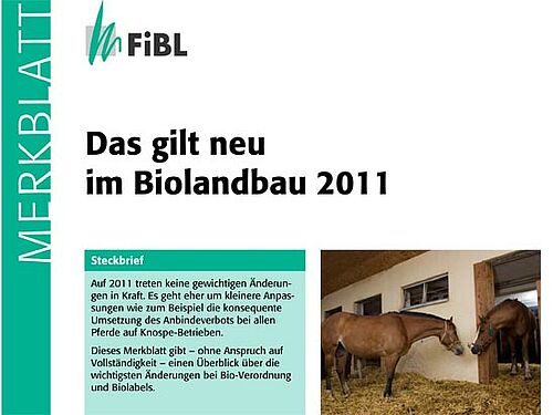 Ausschnitt aus der Titelseite des Merkblattes "Das gilt neu im Biolandbau 2011"