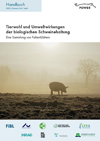 Titelseite des Handbuchs mit Bild eines Schweines auf dem Feld und Logos
