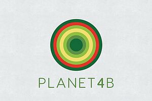 Ein Kreis in verschiedenen Farben mit dem Schriftzug Planet 4B