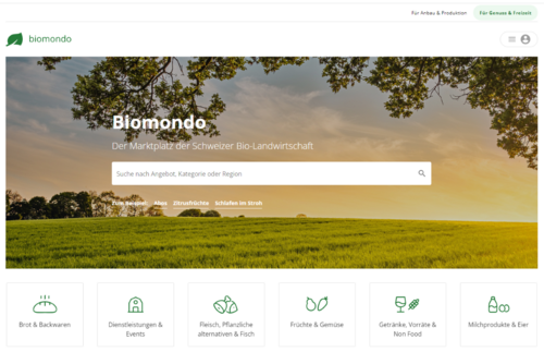 Screenshot der Biomondo-Startseite