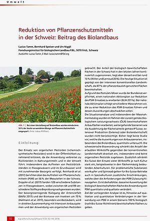 Titelseite des Artikels in der Agrarforschung Schweiz