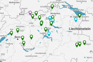 Kartenausschnitte mit Adressenpunkten in Bezug auf Fleisch aus Hoftötung