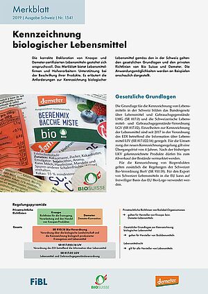 Titelseite Merkblatt Kennzeichnung biologischer Lebensmittel