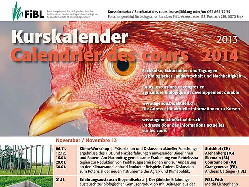 Titelseite des FiBL-Kurskalenders 2013/2014