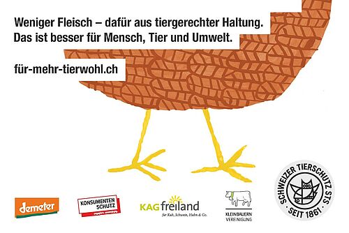 Ein gezeichnetes Huhn mit Text.