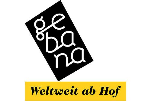 Logo von Gebana mit der Aufschrift: Weltweit ab Hof