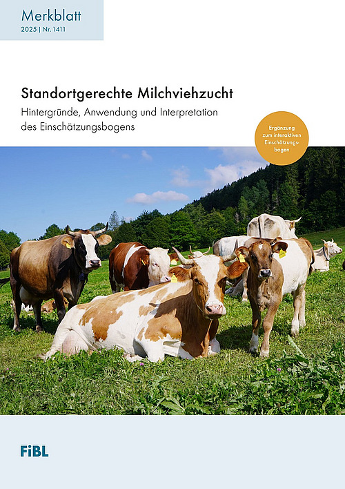 Cover des Merkblatts mit Kühen auf einer Wiese.