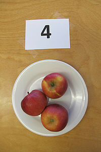 Drei Äpfel auf einem Teller