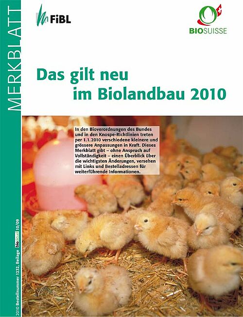 Titelseite "Das gilt neu im Biolanbau 2010"