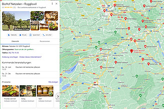 Beispiel von Google-Unternehmensprofil. Das BioHof Netzelen in Roggliswil 