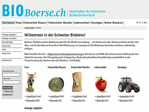 Startseite der Bioboerse