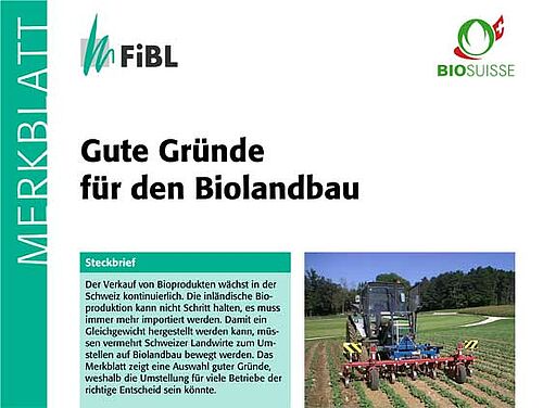 Titelseite des Merkblattes Gute Gründe für den Biolandbau