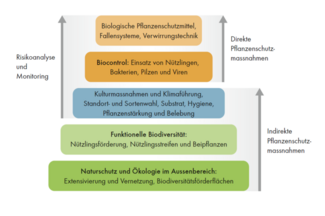 Zu sehen ist eine bunte Grafik, die eine Pyramide zur Pflanzenschutzstrategie zeigt.
