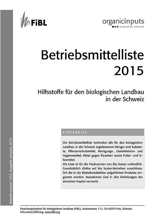 Titelseite Betriebsmittelliste 2015