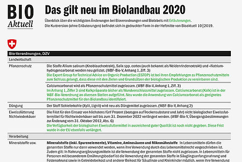 Titelseite von "Das giltn neu im Biolandbau 2020"