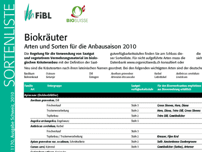 Sortenliste Biokräuter